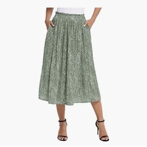 Zeago Women's Green Floral Midi Skirt Size L